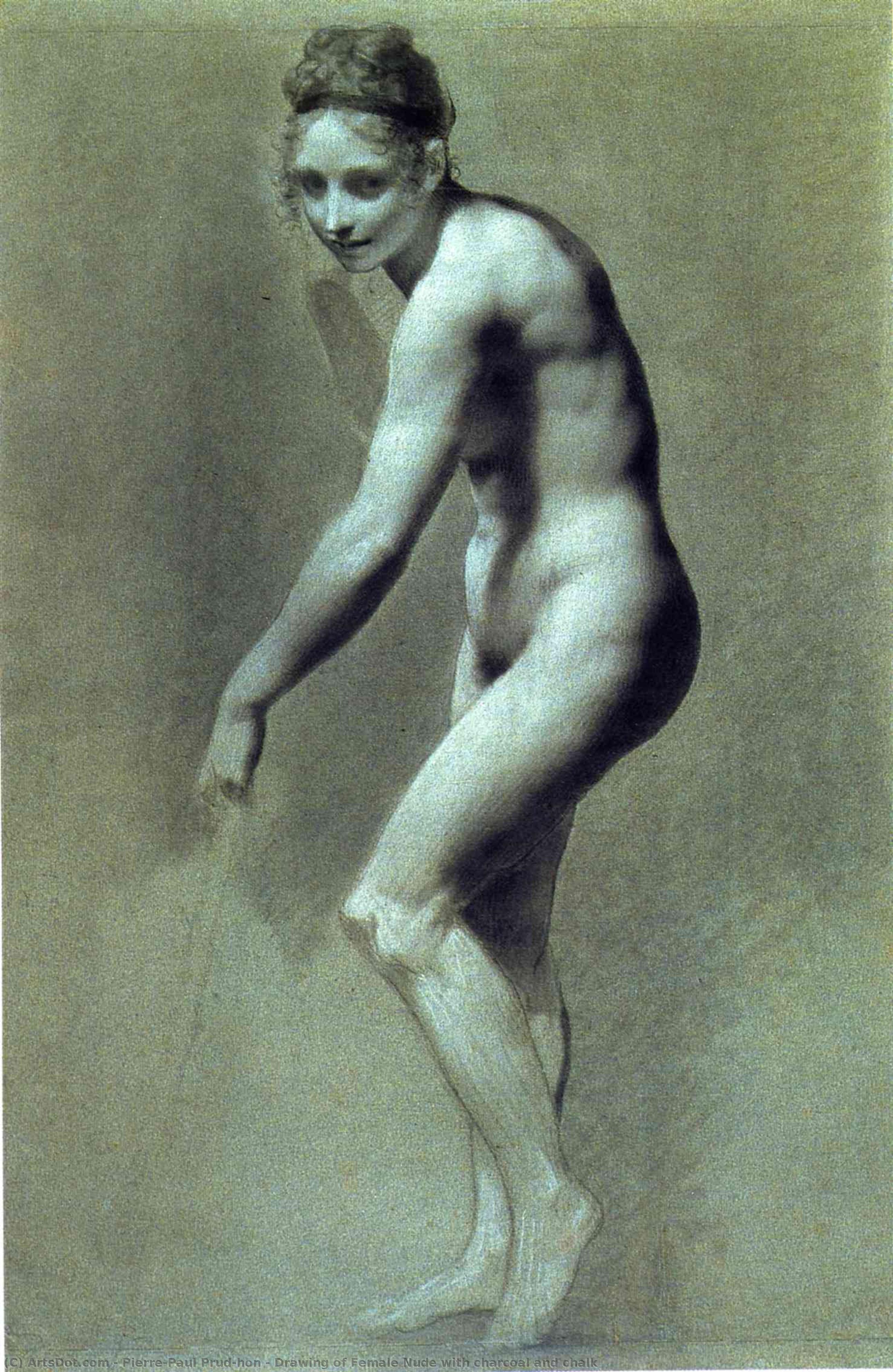 Drawing Of Female Nude With Charcoal And Chalk — Pierre-paul Prud'hon