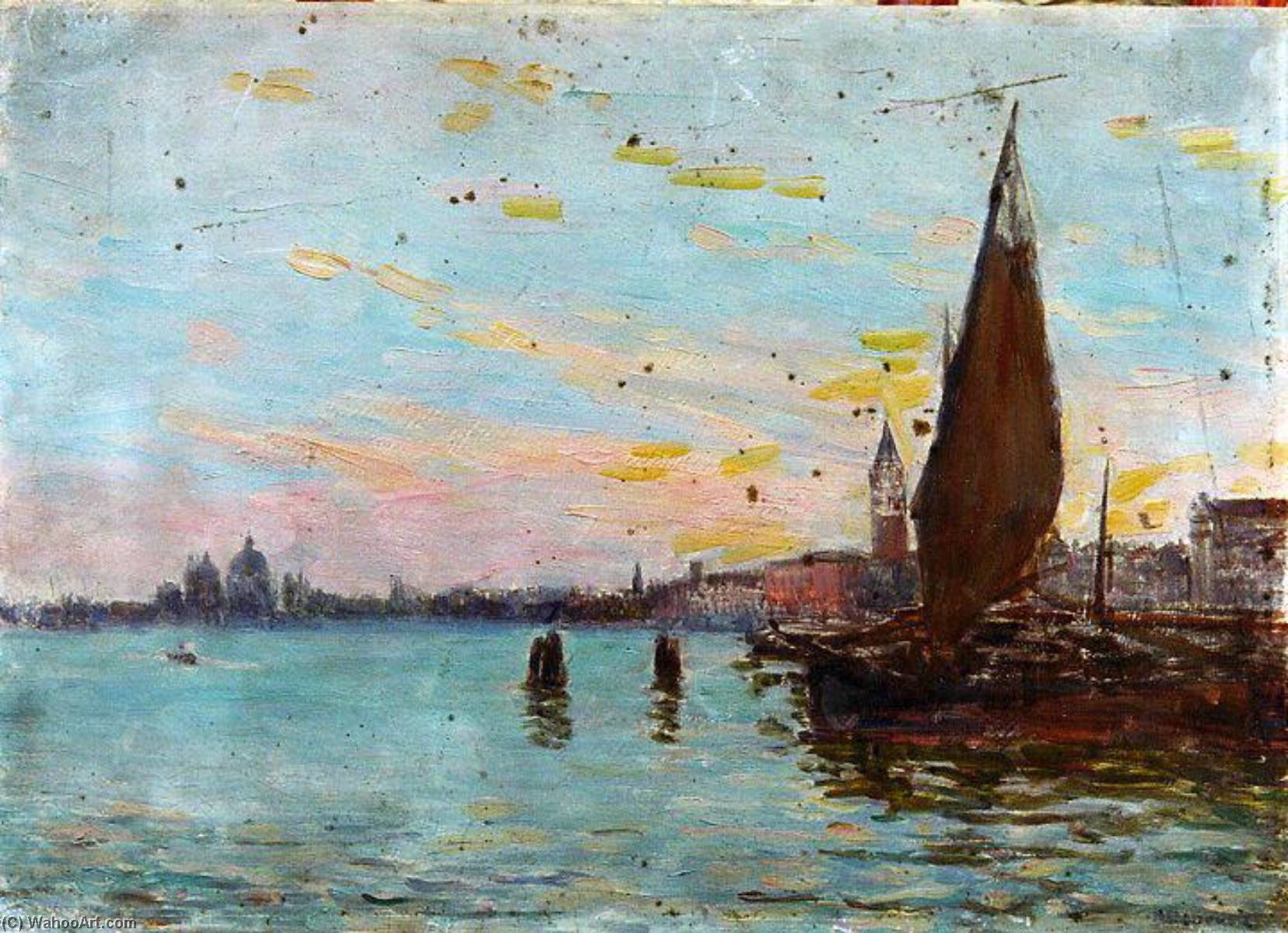Voile Au Soleil Couchant À Venise (titre Inscrit) — Joseph-félix Bouchor