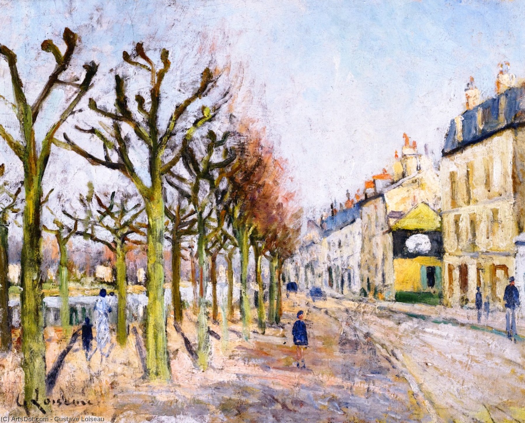 Quay Alongside The River, Village, Sunlight — Gustave Loiseau