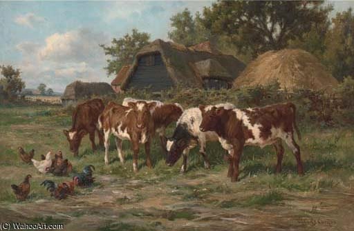 Calves And Poultry By A Farm — Claude Cardon