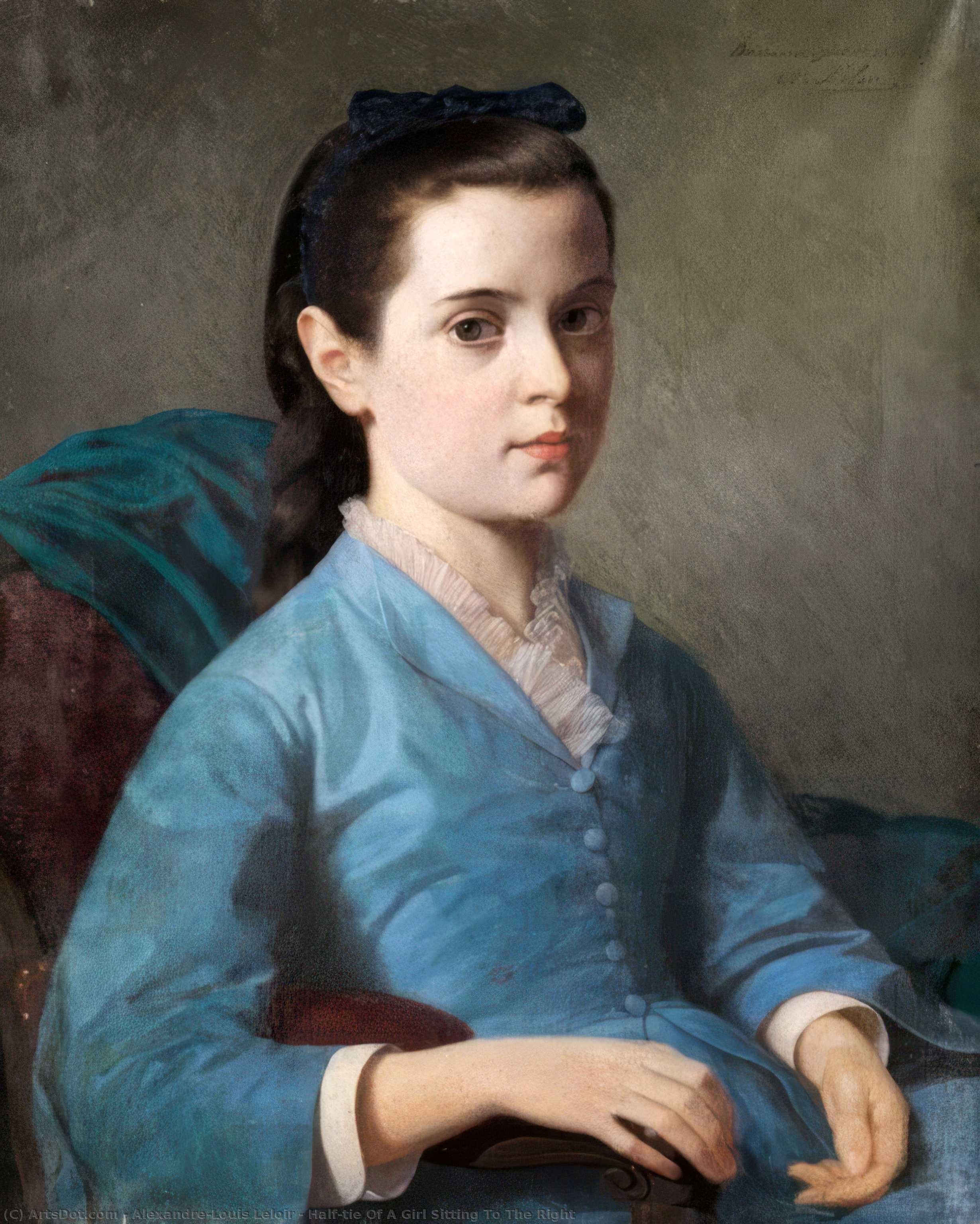 Half-tie Of A Girl Sitting To The Right — Alexandre-louis Leloir