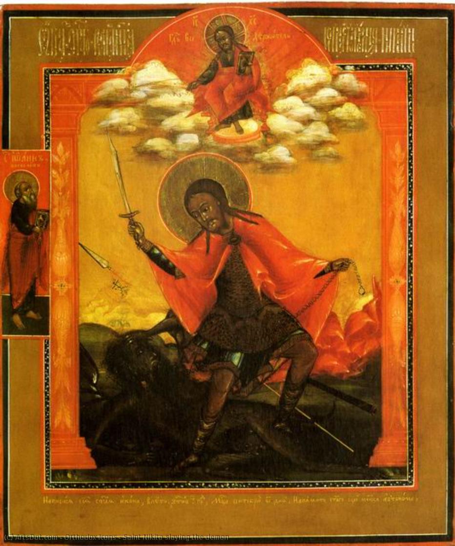 Saint Nikita Slaying The Demon — Orthodoxe Ikonen