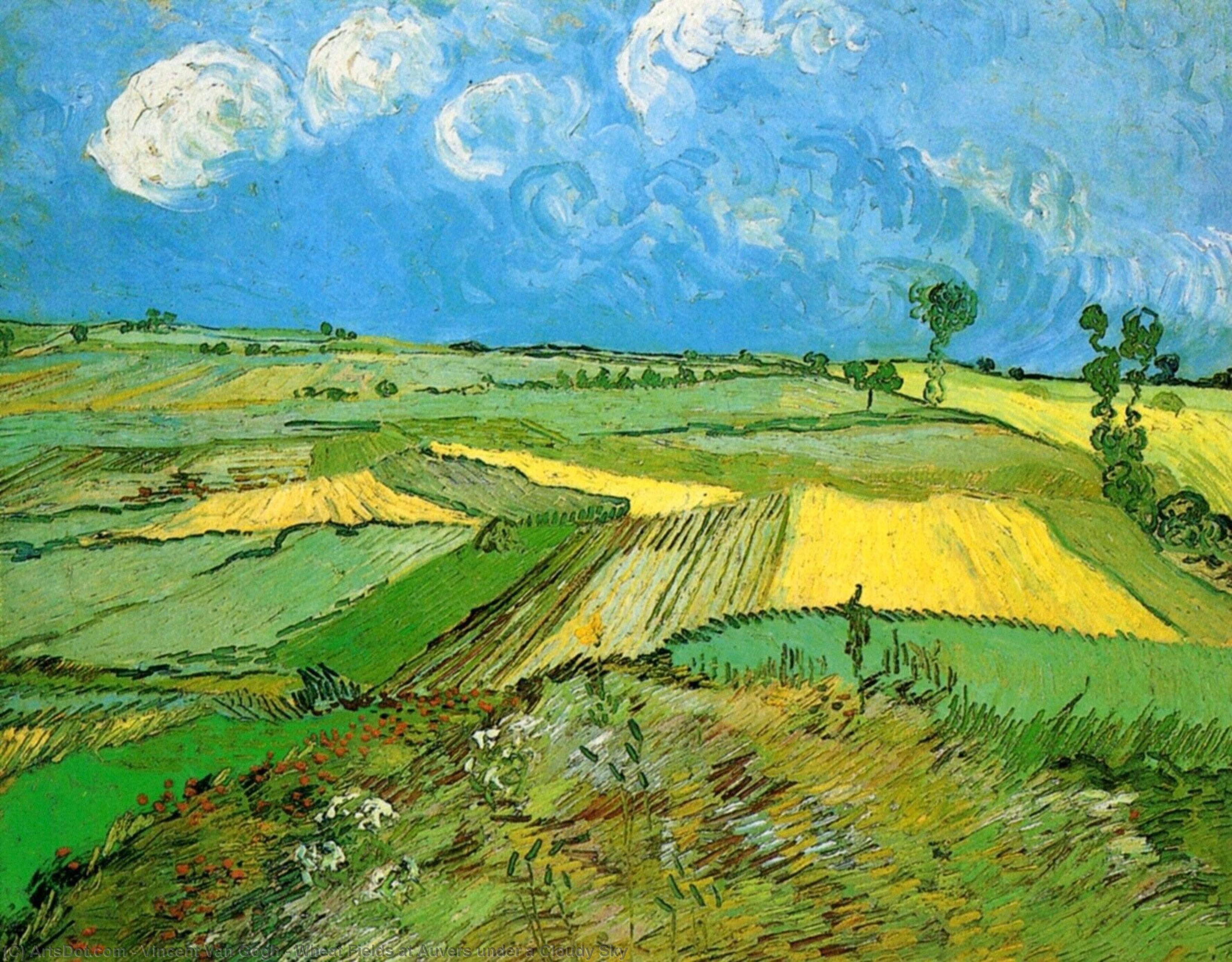Wheat Fields At Auvers Under A Cloudy Sky — Vincent Willem Van Gogh