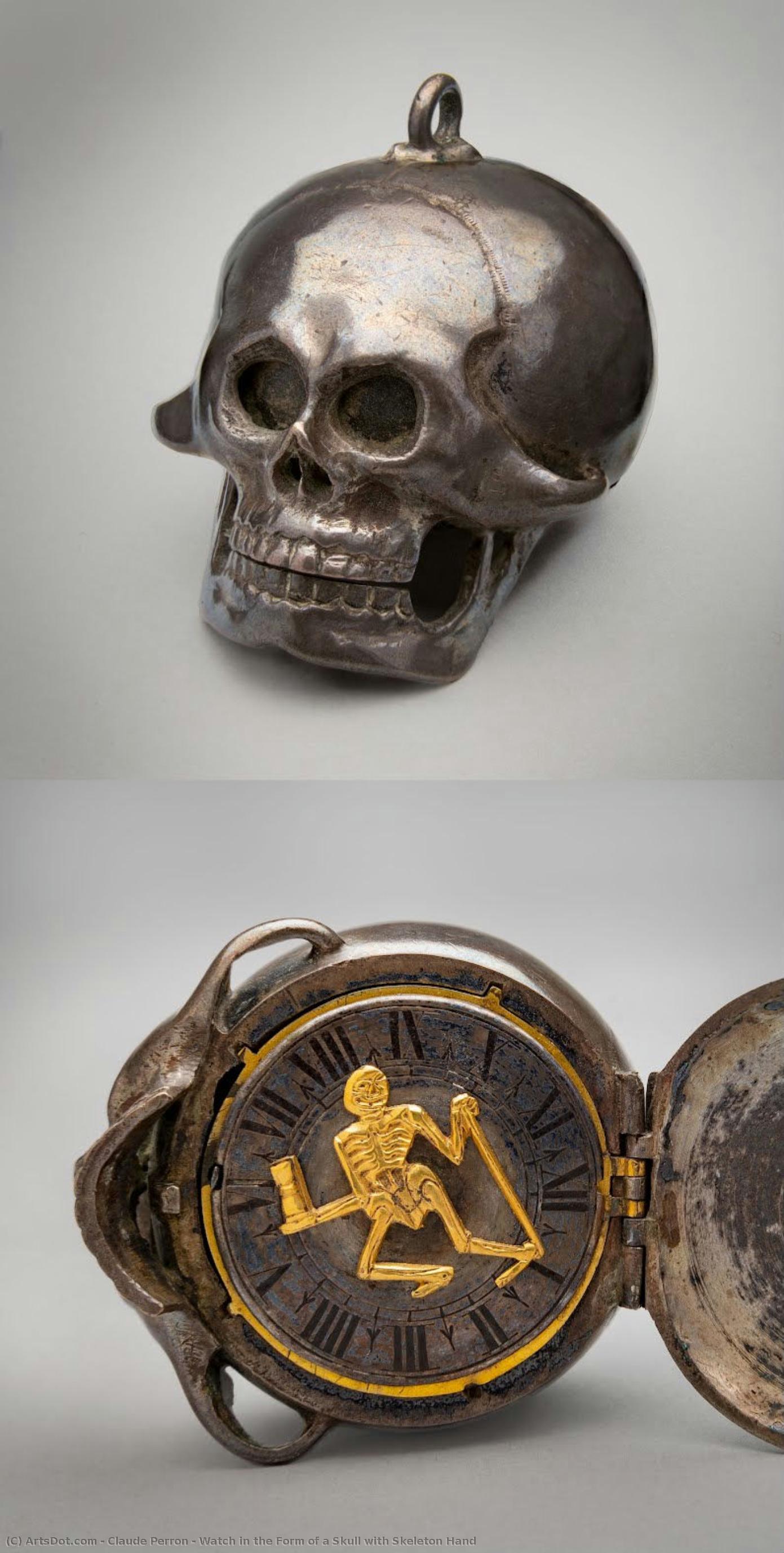 Watch In The Form Of A Skull With Skeleton Hand — Claude Perron