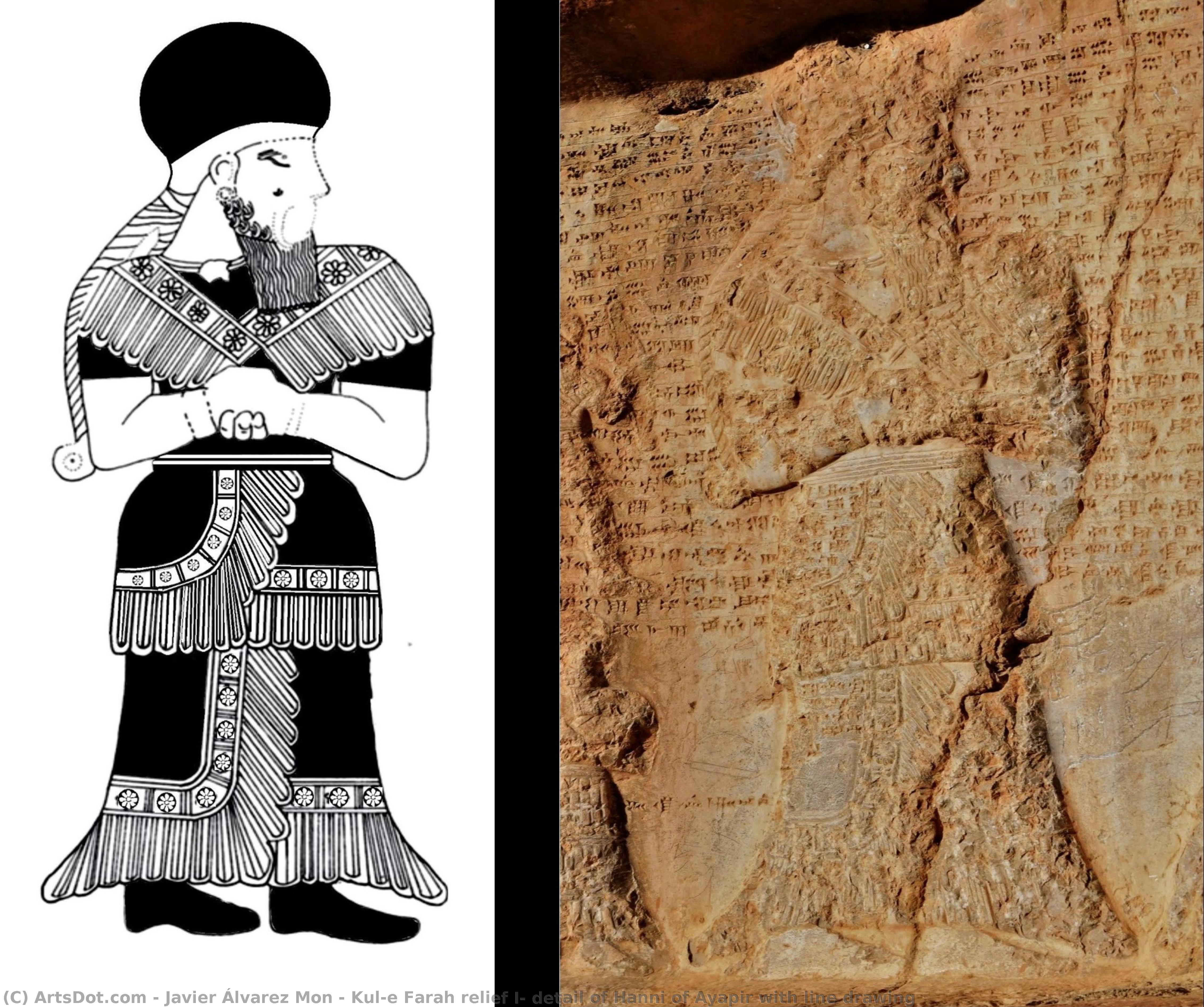 Kul-e Farah Relief I, Detail Of Hanni Of Ayapir With Line Drawing — Javier Álvarez-mon