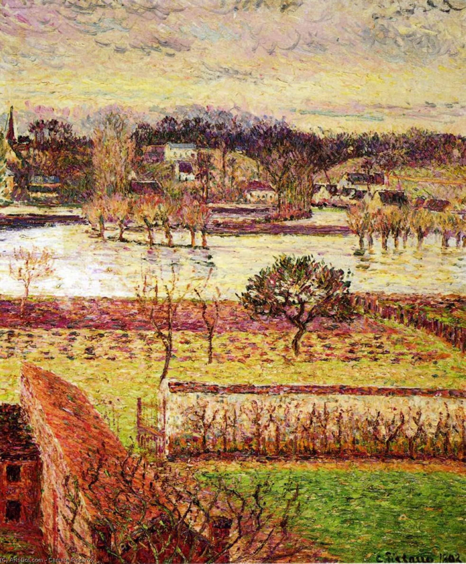 Hochwasser, Dämmerungseffekt, Eragny — Camille Pissarro