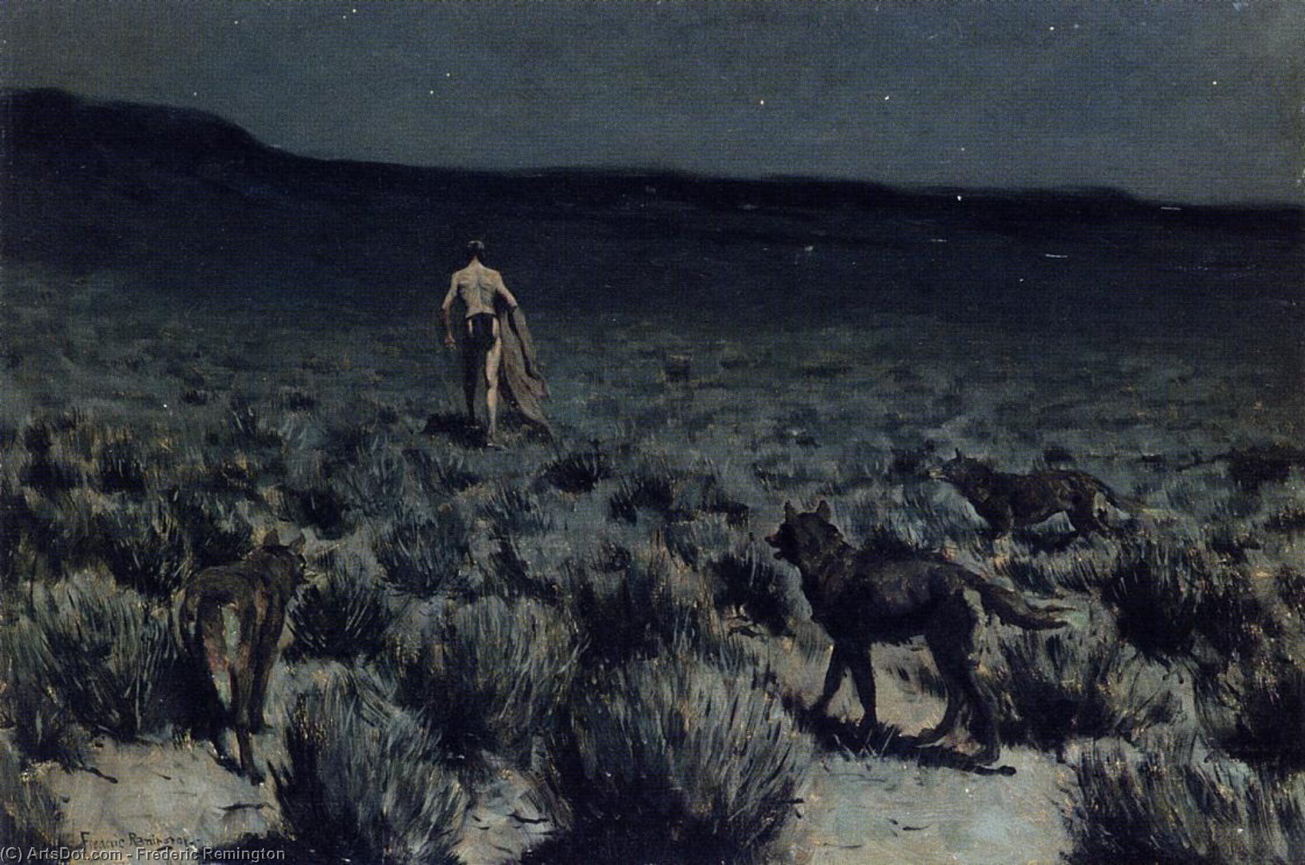 The Wolves Sniffed Along On The Trail, But Came No Closer — Frederic Remington