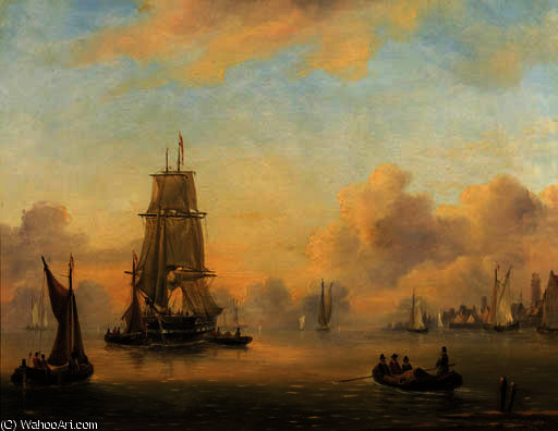 A Two-master In A Calm, A Harbour Beyond — Govert Van Emmerik