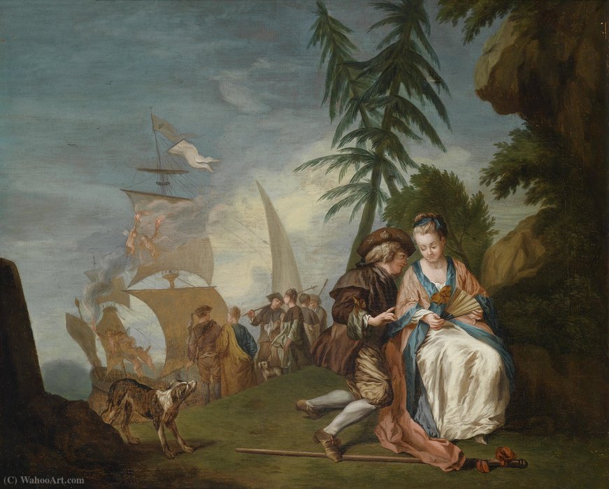 A Gallant Couple In Front Of Embarkation For Cythera — Jean Baptiste Le Prince