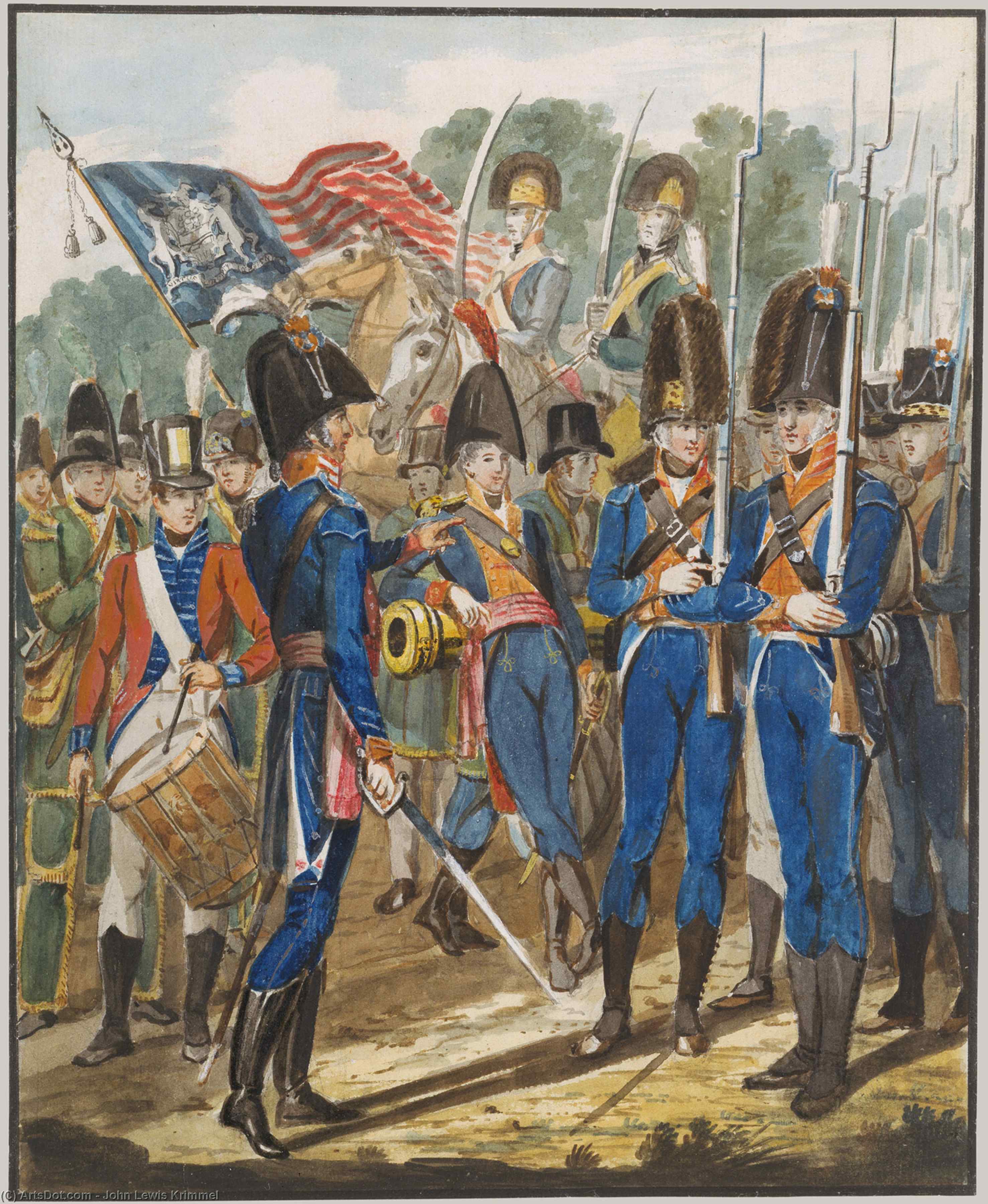 Members Of The City Troop And Other Philadelphia Soldiery — John Lewis Krimmel