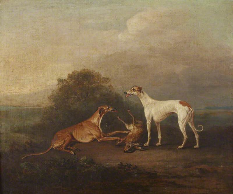 Two Greyhounds And A Dead Hare — Sr John E Ferneley