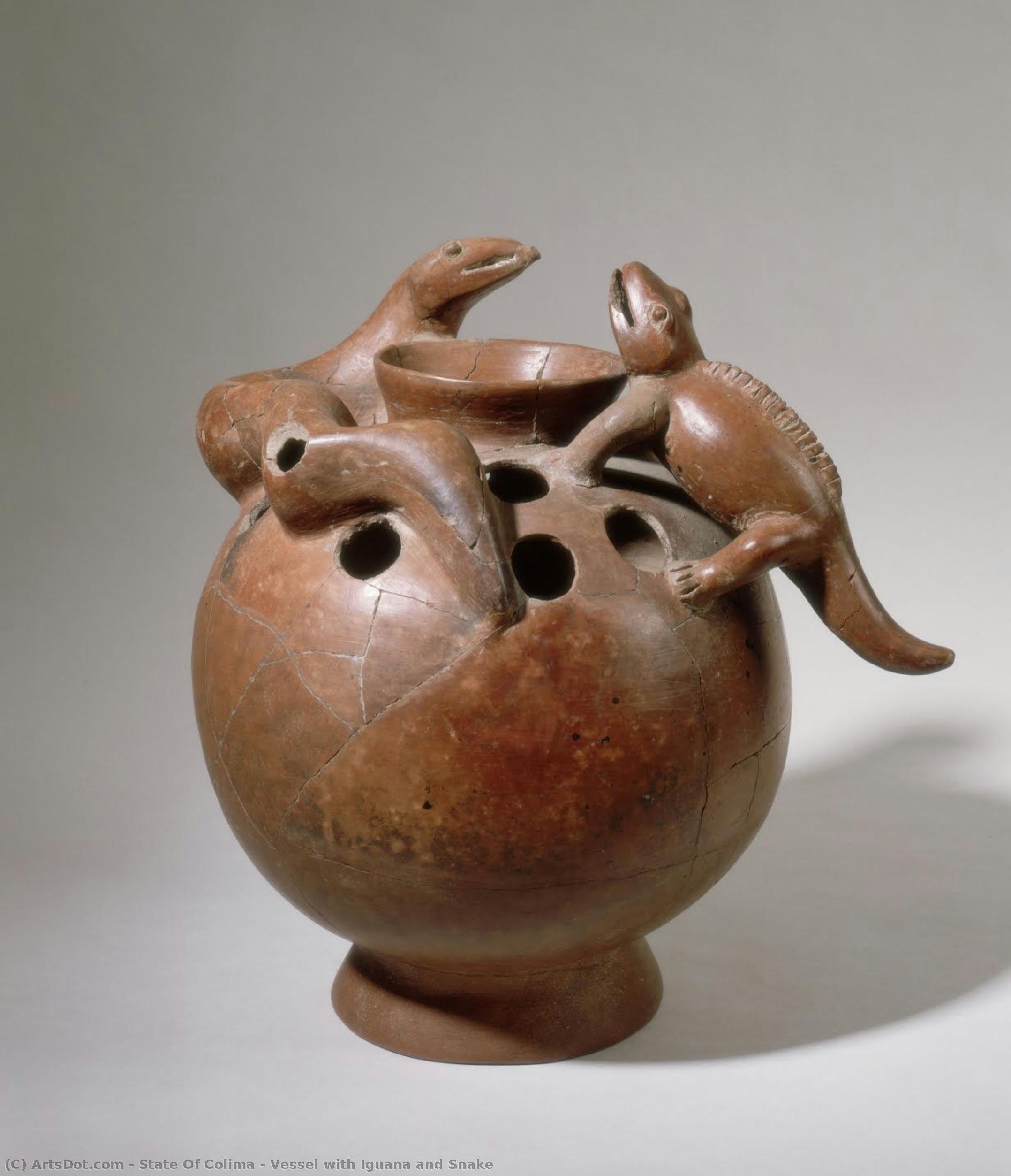 Vessel With Iguana And Snake — State Of Colima
