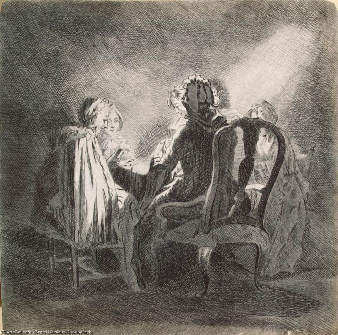 Cardplayers At A Large Table — Daniel Nikolaus Chodowiecki