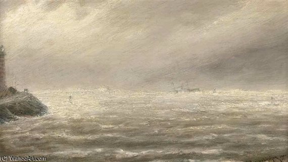 The Steamer Herzog Near Ijmuiden In Stormy Weather — Cornelis Christiaan Dommelshuizen