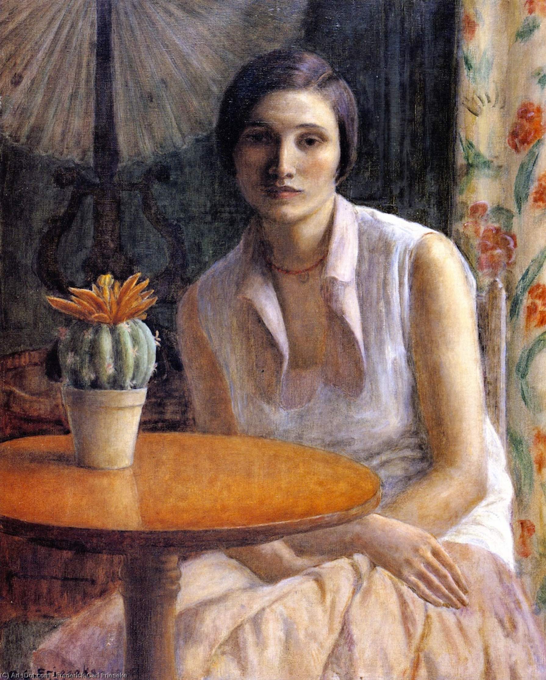 Portrait Of A Woman With Cactus — Frederick Carl Frieseke