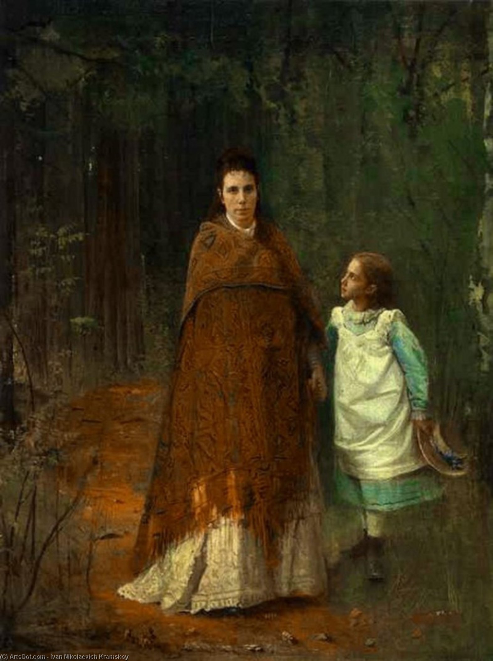 In The Park. Portrait Of The Artist-s Wife And Daughter — Ivan Nikolaevich Kramskoy