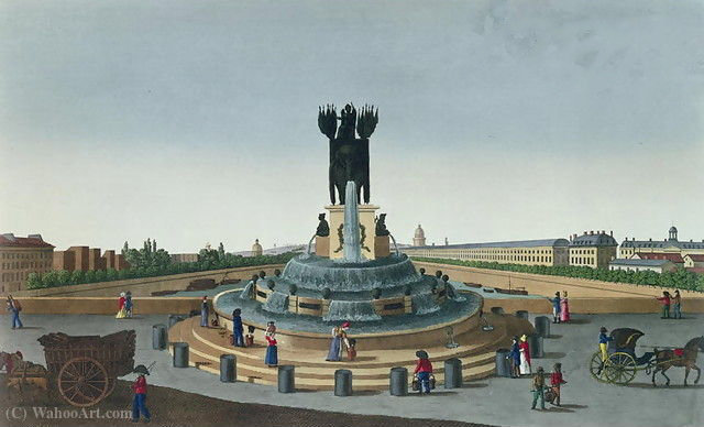 The Elephant Fountain At The Place De La Bastille, C.1815 - (20) — Henri Courvoisier Voisin