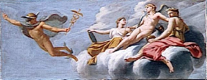 L'amour, Entoure De La Jeunesse Et De La Beaute, Ordonne A Mercure D'annoncer Son Pouvoir A L'univers — Eustache Le Sueur (lesueur)