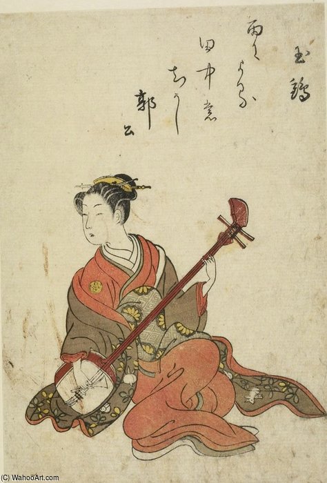 Woman Playing Shamisen — Suzuki Harunobu