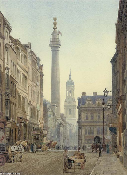 The Monument From Gracechurch Street — John Crowther