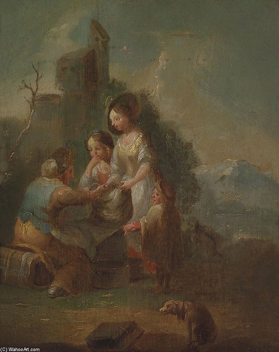 Kinder Beim Unterricht Im Freien — Johann Georg Platzer