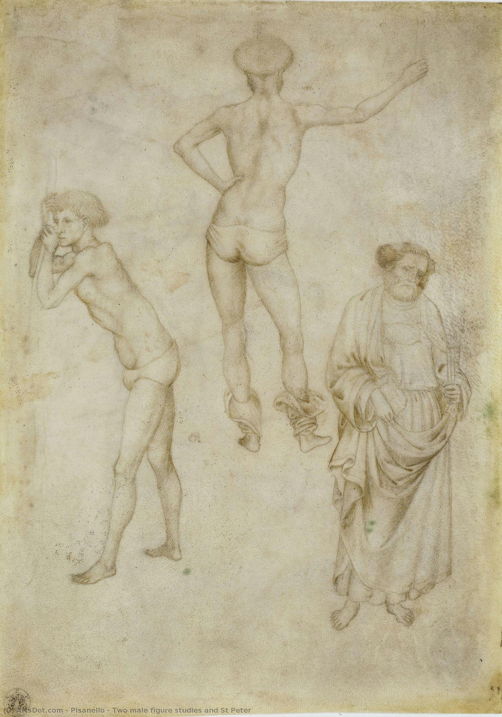Two Male Figure Studies And St Peter — ピザネッロ