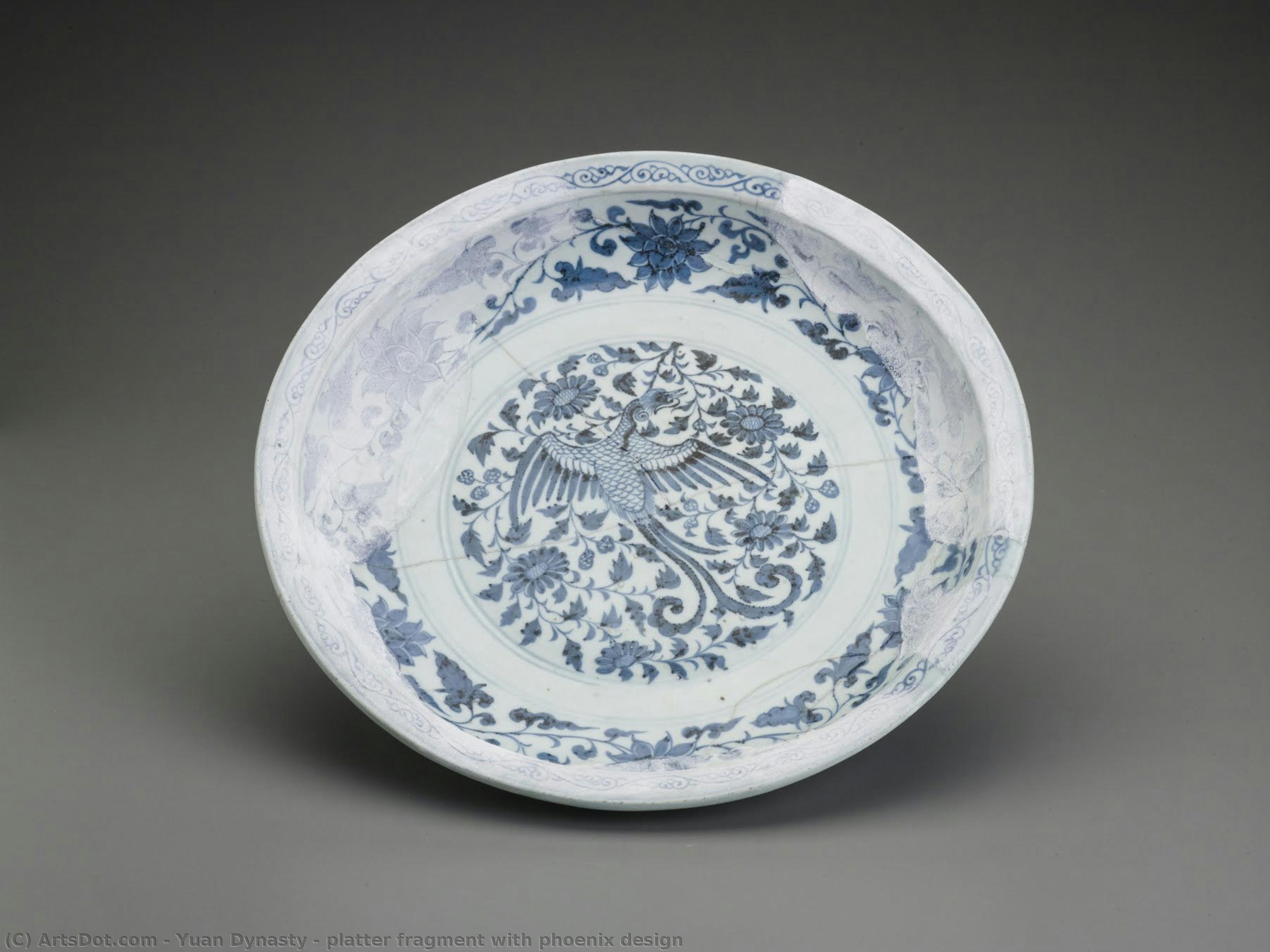 Platter Fragment With Phoenix Design — Yuan Dynasty