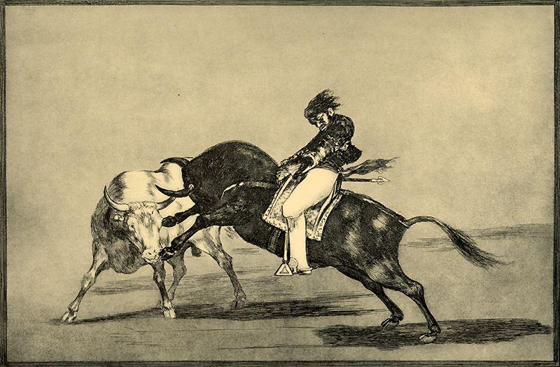 El Mismo Ceballos Montado Sobre Otro Toro Quiebra Rejones En La Plaza De Madrid — Francisco José De Goya Y Lucientes