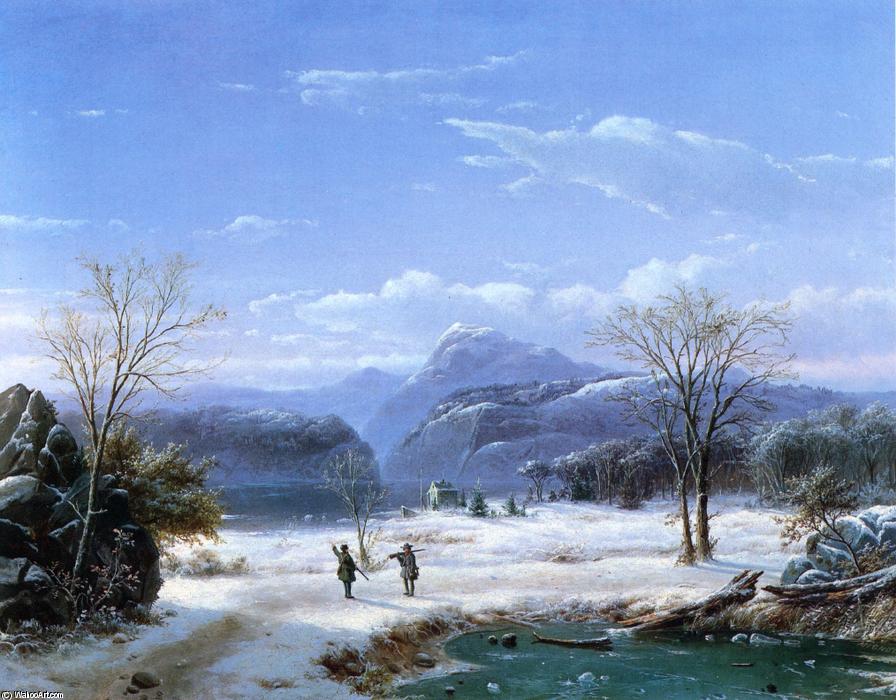 Hunters In A Winter Landscape — Louis Remy Mignot