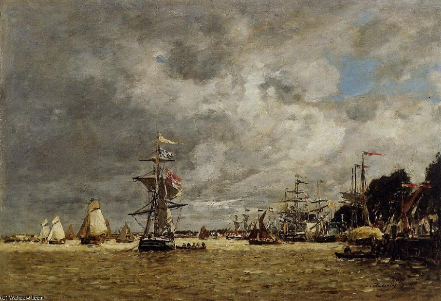 Anvers, Boats On The Ecaut — Eugène Louis Boudin