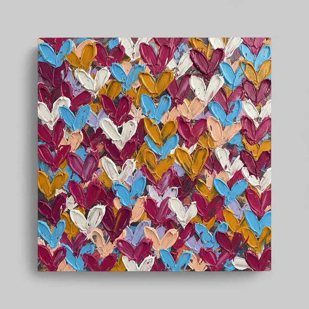 Infinite Pulse: An Intricate Tapestry Of Sculptural Hearts In Burgundy And Cerulean — Christian Noiret