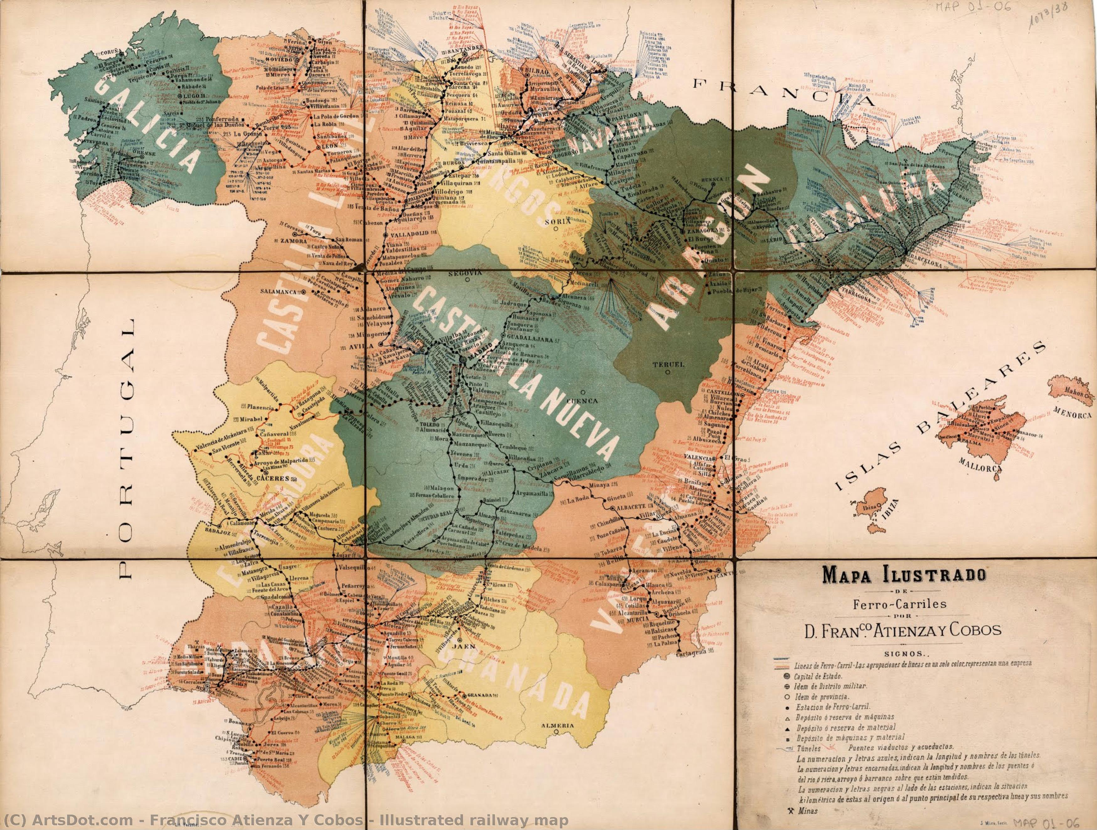 Illustrated Railway Map — Francisco Atienza Y Cobos