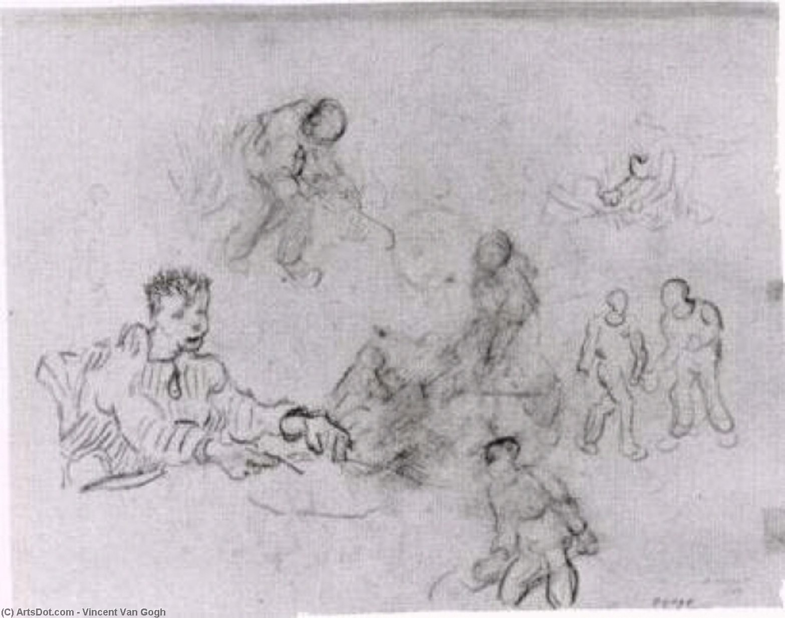 Sheet With Sketches Of Peasants — Vincent Willem Van Gogh