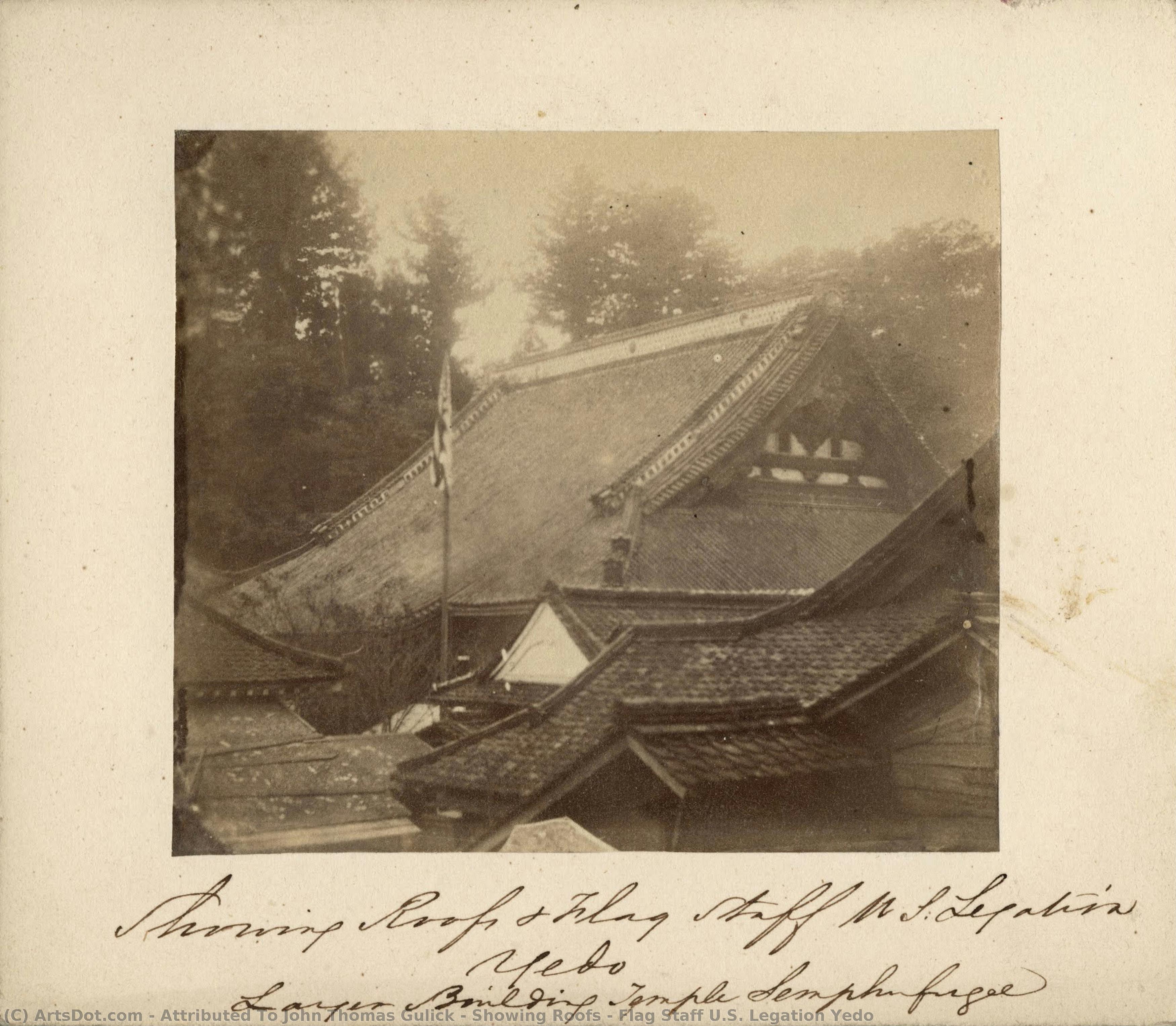 Showing Roofs & Flag Staff U.s. Legation Yedo — Attributed To John Thomas Gulick