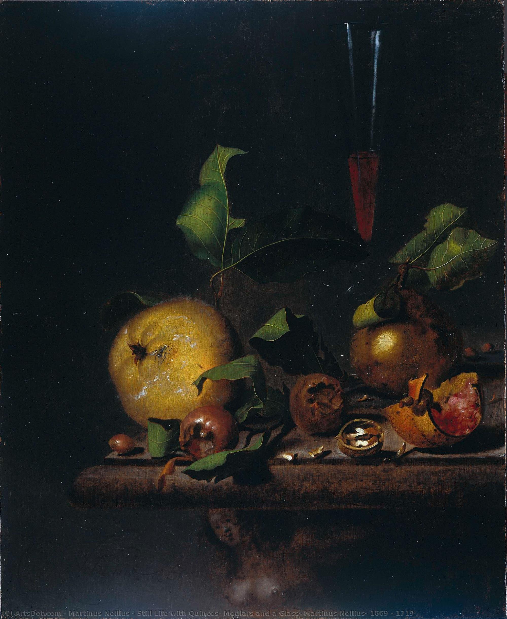Still Life With Quinces, Medlars And A Glass, Martinus Nellius, 1669 - 1719 — Martinus Nellius