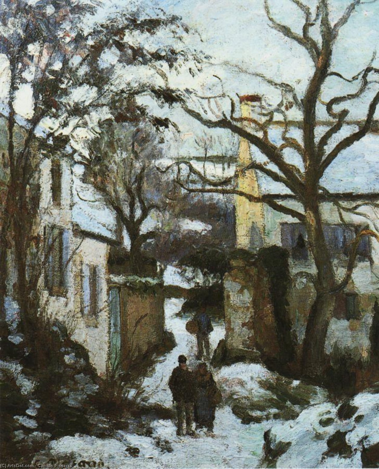 Die Straße Zum Hermitage Im Schnee — Camille Pissarro