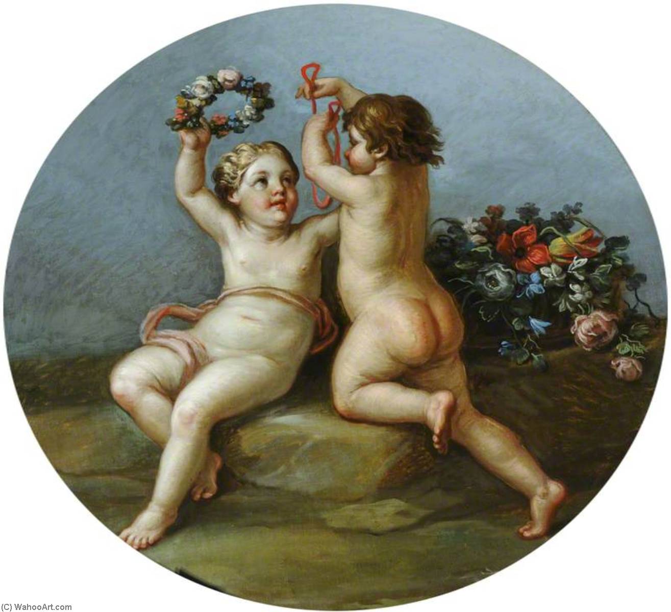 Putti With A Garland Of Flowers — Antonio Zucchi
