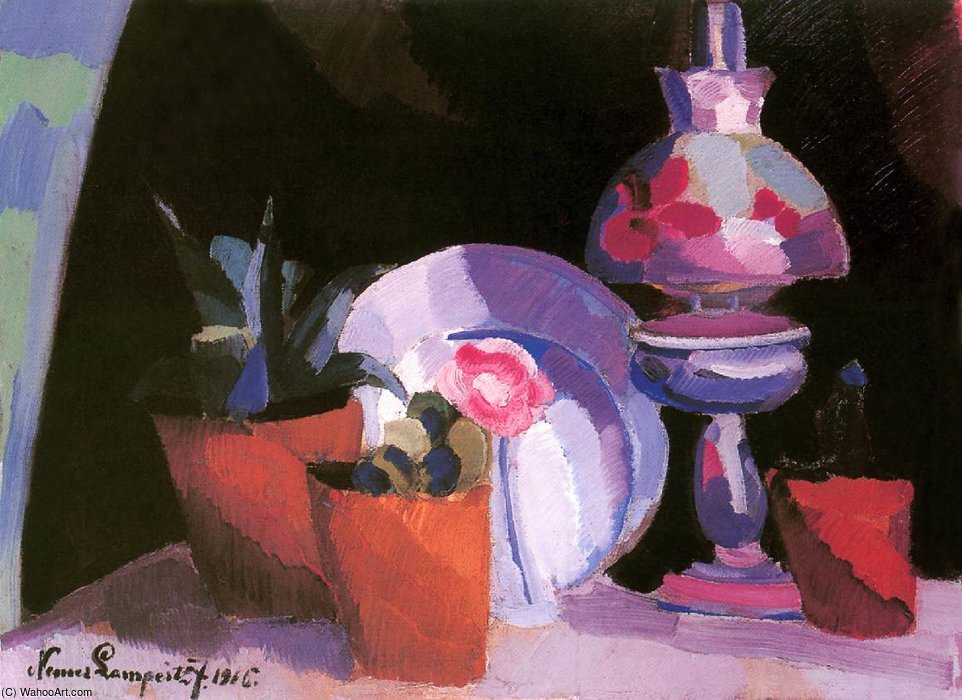 Still-life With A Lamp — Jozsef Nemes Lamperth