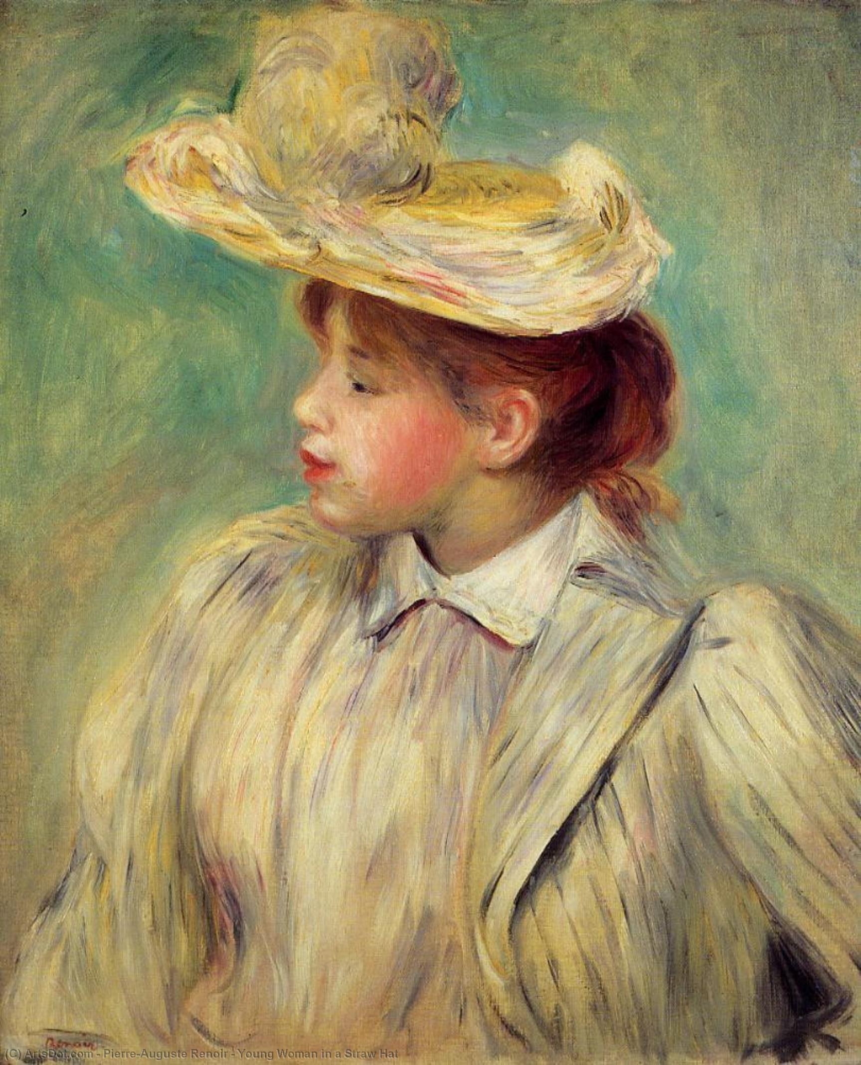 Young Woman In A Straw Hat — Pierre-auguste Renoir