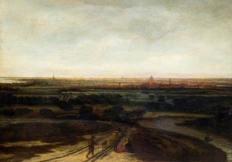 A Dutch Landscape View Of A Flat District (probably Rheden) — Philips De Koninck