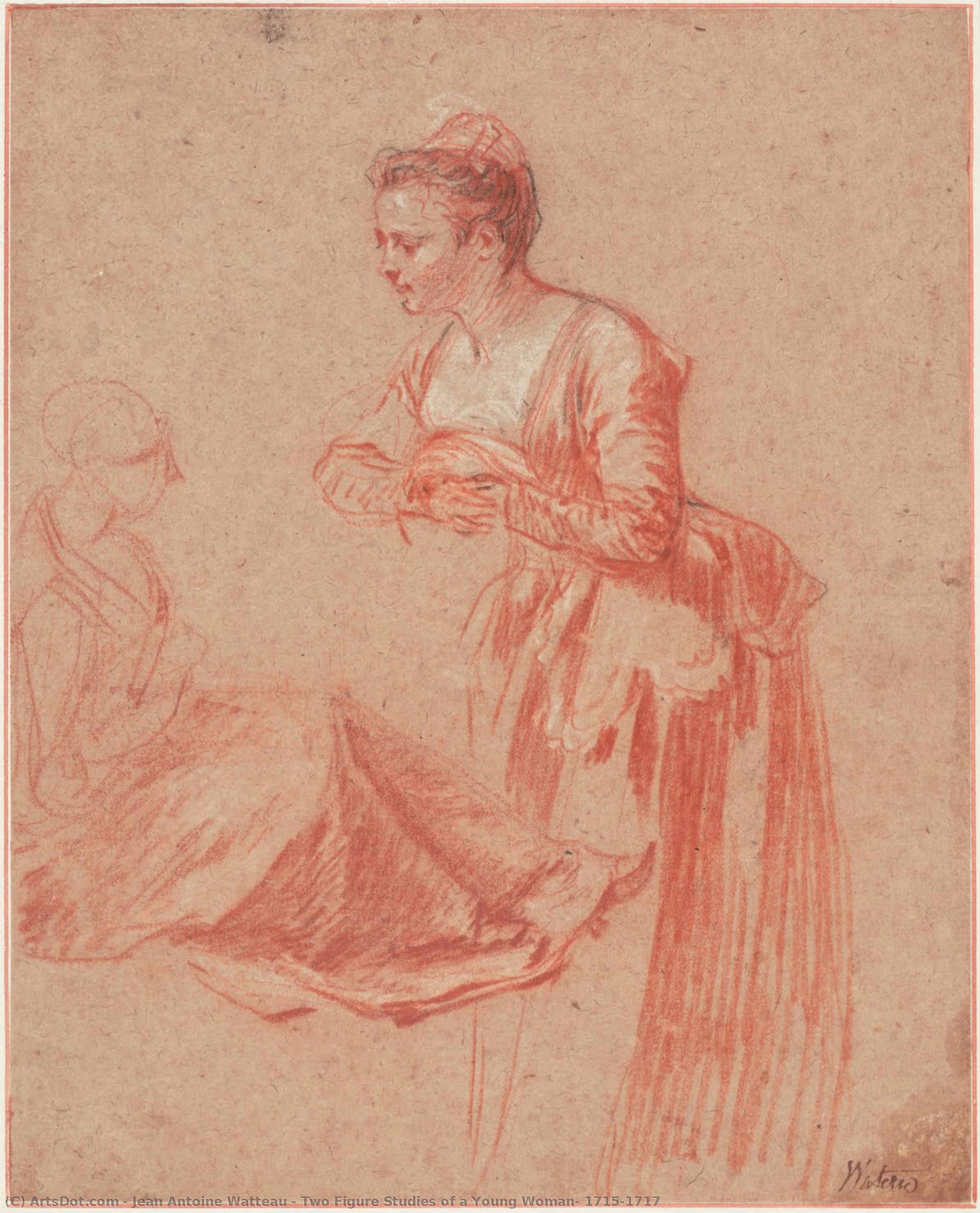 Zwei Studien Einer Jungen Frau — Jean-antoine Watteau