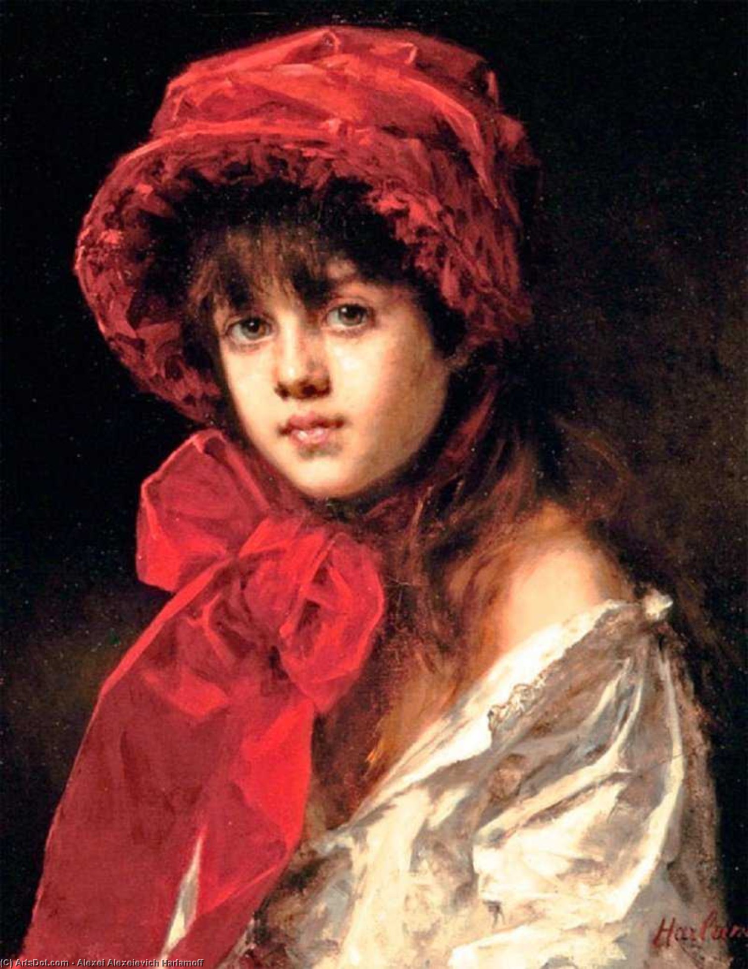 Girl In A Red Hat — Alexei Alexeievich Harlamov