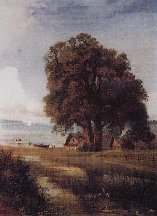 Landscape With A Farm Near Lake — Aleksey Savrasov