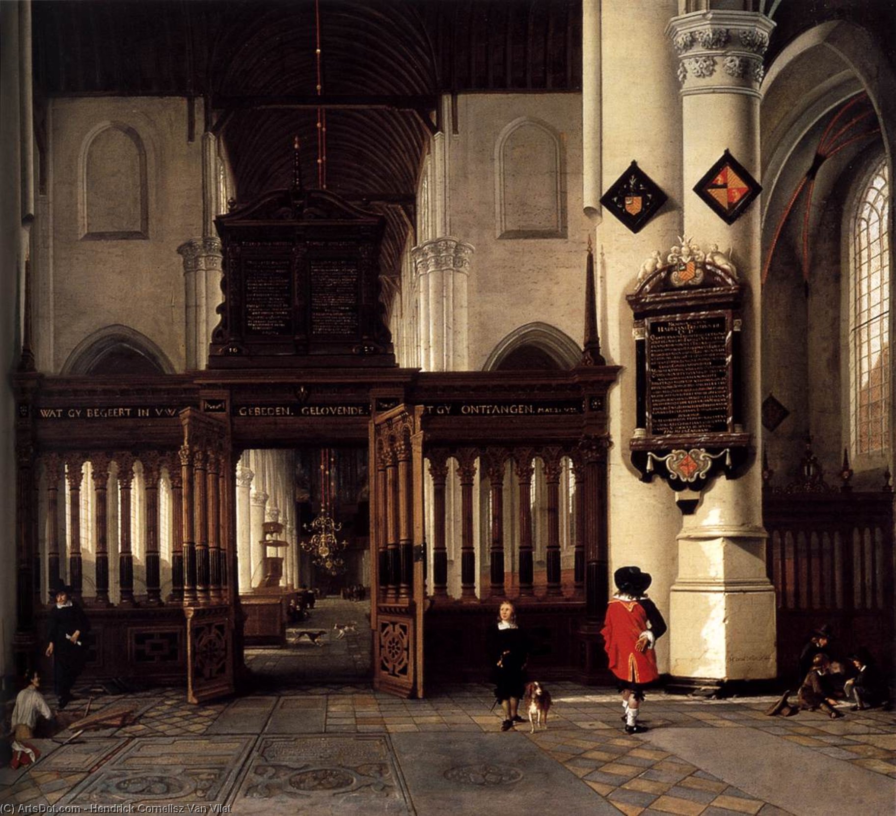 Interior Of The Nieuwe Kerk, Delft, With The Memorial Tablet Of Adriaen Teding Van Berkhout — Hendrick Cornelisz Van Vliet