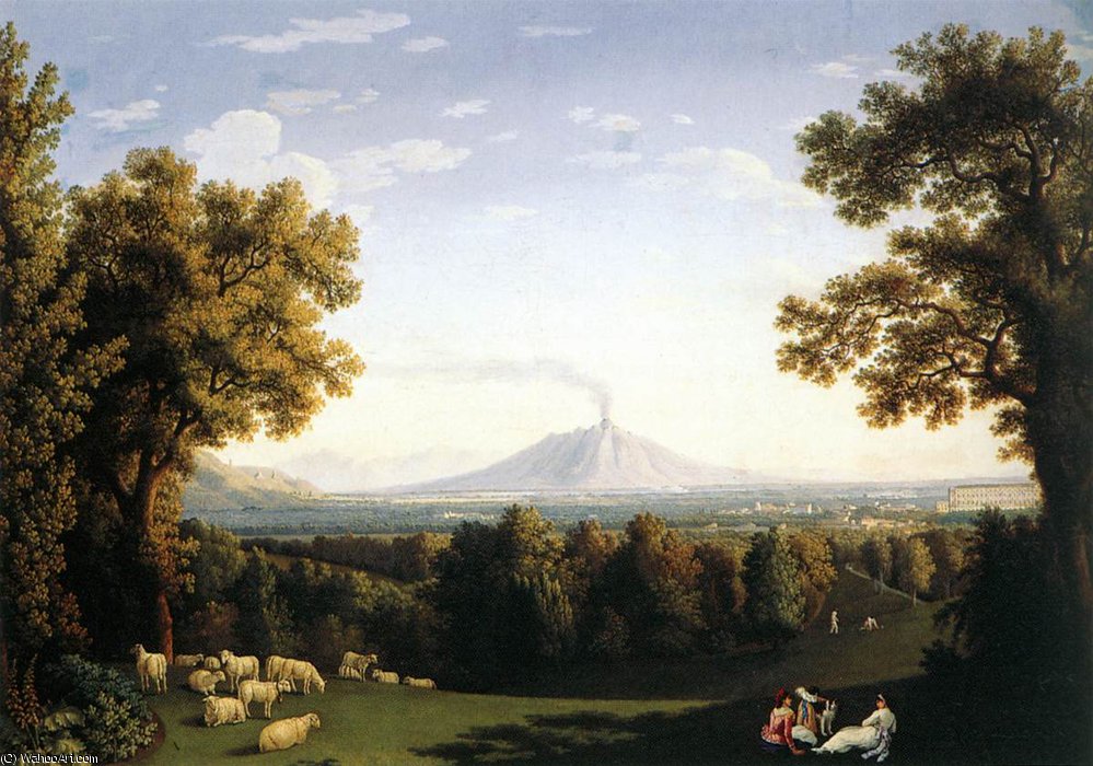 Landscape With The Palace Of Caserta And Vesuvius — Jacob Philippe Hackert