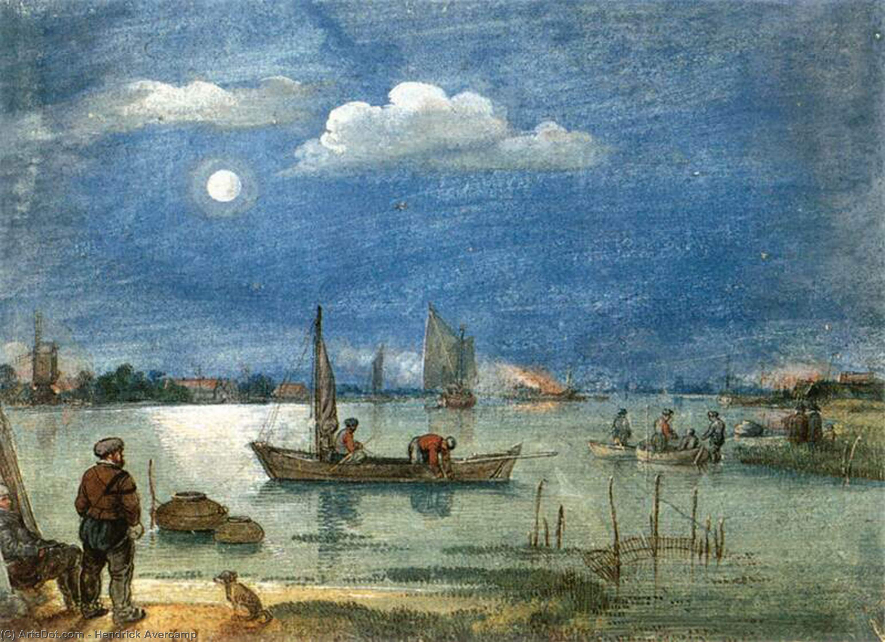Fishermen By Moonlight — Hendrick Avercamp