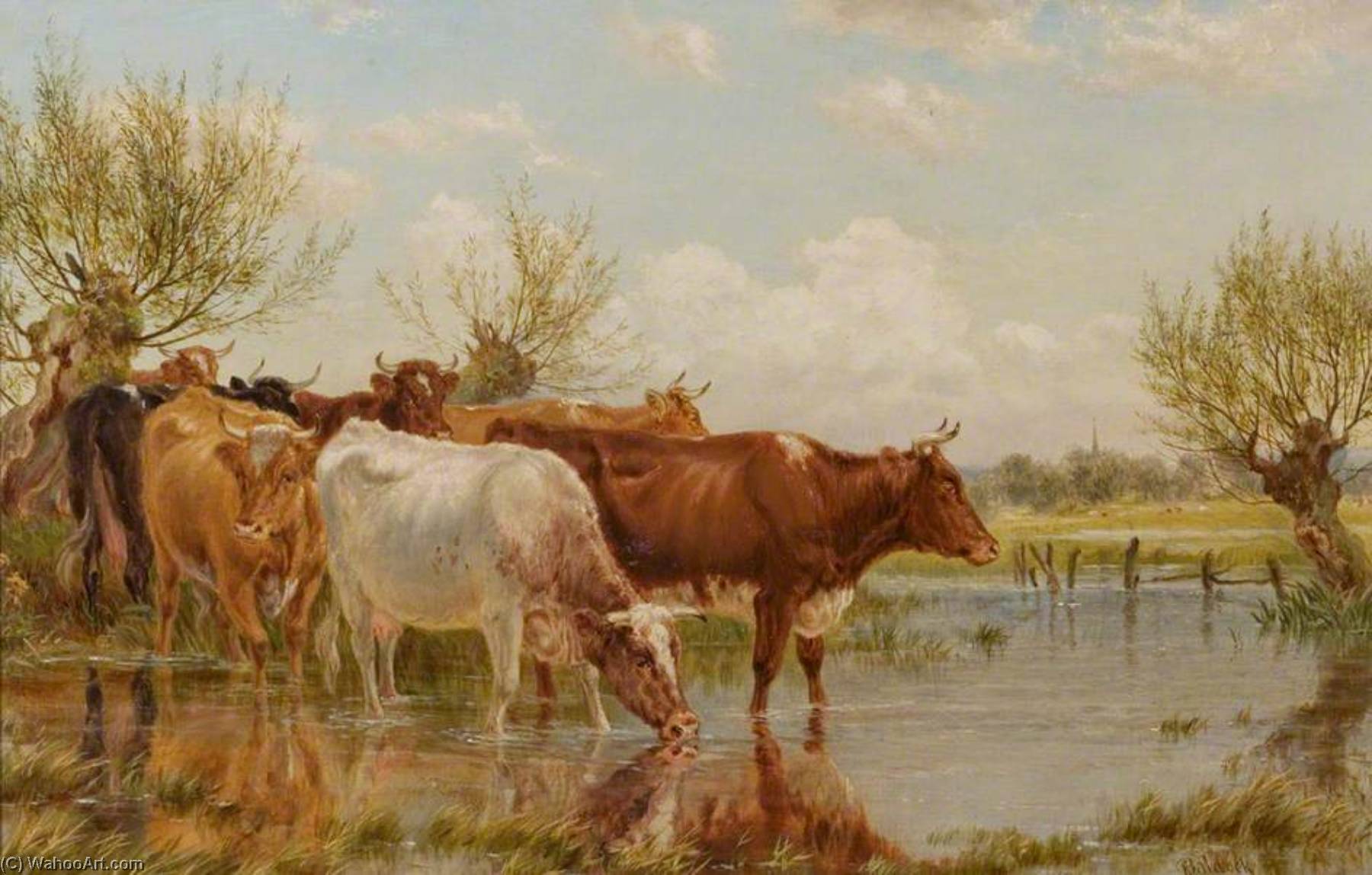 Study Of Cattle At A Pond — James Walsham Baldock