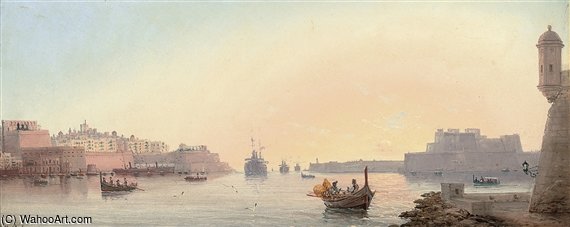 A Convoy Entering Valetta Harbour — Luigi Maria Galea