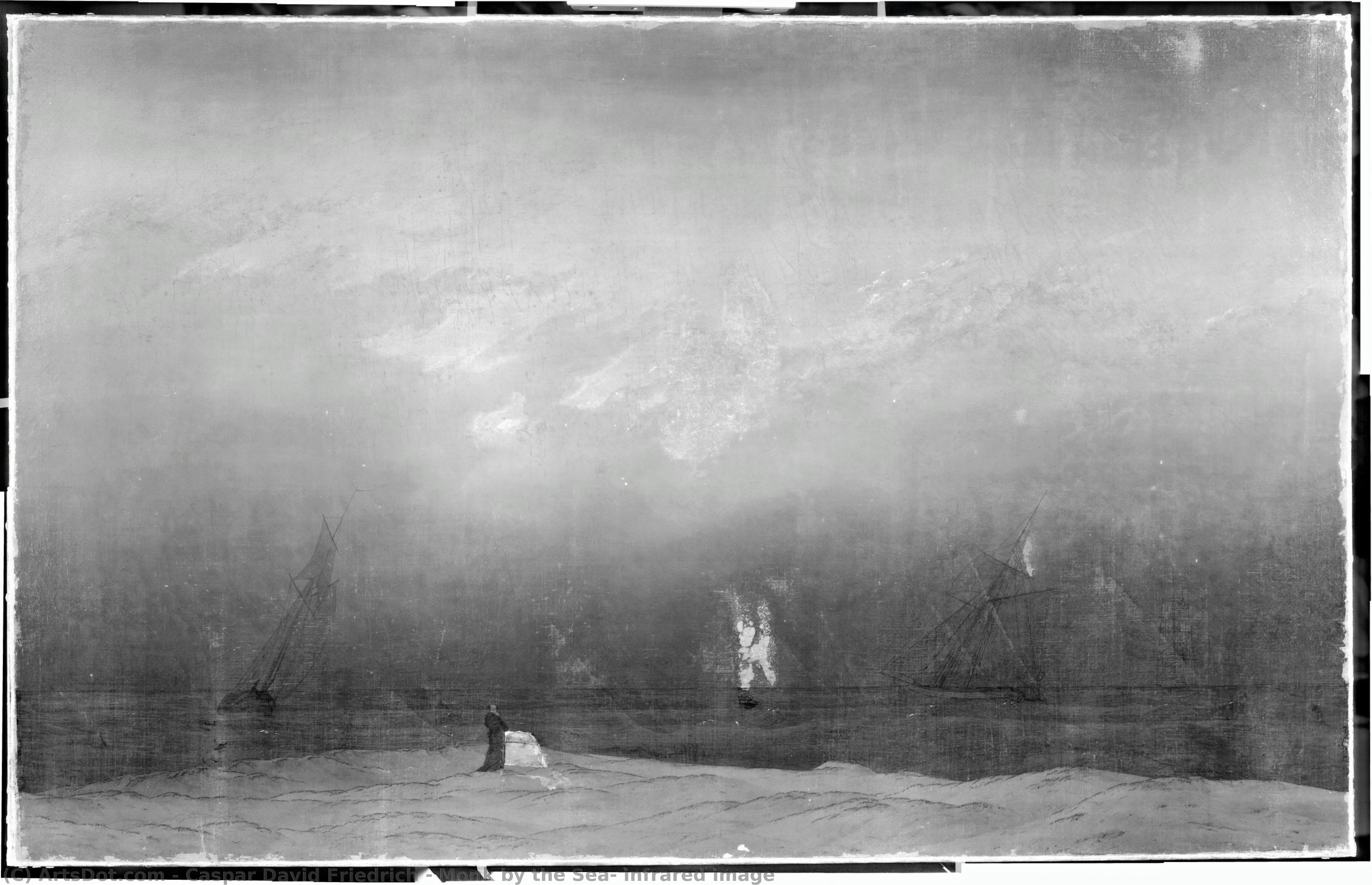 Monk By The Sea, Infrared Image — Caspar David Friedrich