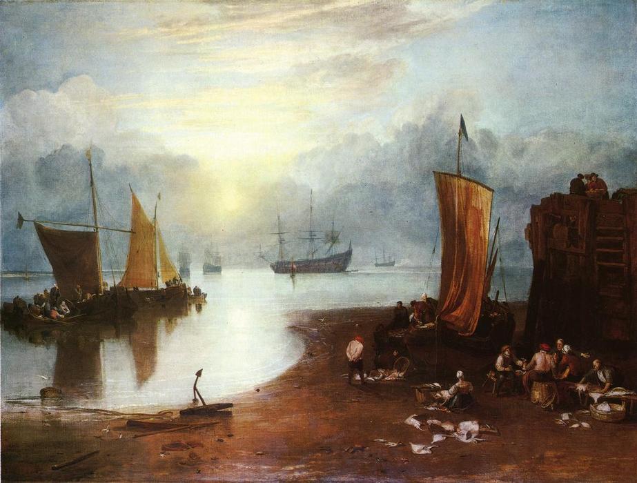 El Amanecer A Través De La Niebla, Pescadores Limpiando Y Vendiendo Pescado — Joseph Mallord William Turner